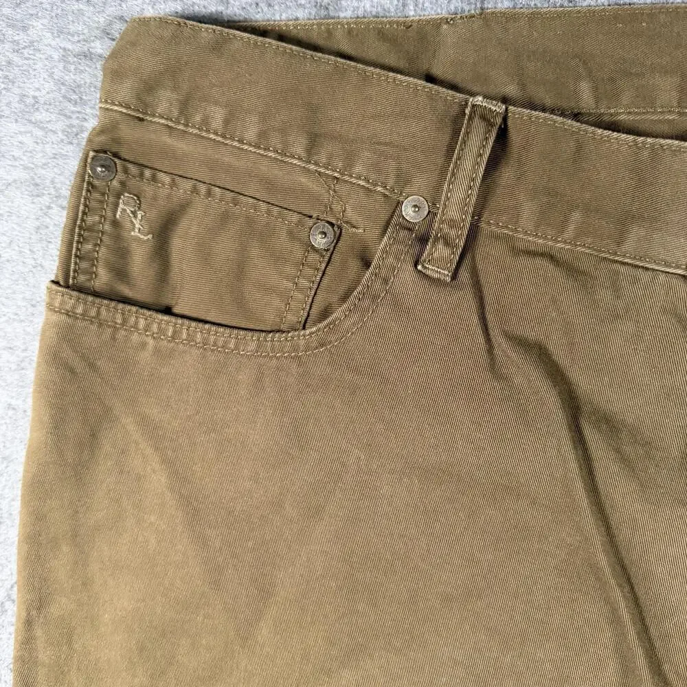 Polo Ralph Lauren Pants Mens 38x33 Brown Cotton Straight 5 Pocket Denim Casual